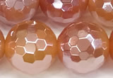 CAA5972 15 inches 12mm faceted round AB-color line agate beads