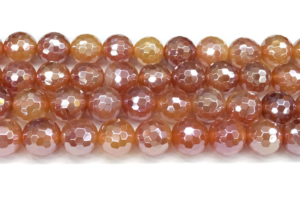 CAA5972 15 inches 12mm faceted round AB-color line agate beads