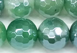 CAA5979 15 inches 10mm faceted round AB-color line agate beads