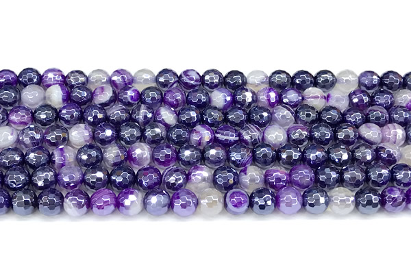 CAA5982 15 inches 6mm faceted round AB-color line agate beads