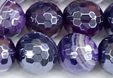 CAA5984 15 inches 10mm faceted round AB-color line agate beads