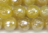 CAA5987 15 inches 6mm faceted round AB-color line agate beads