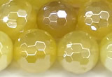 CAA5989 15 inches 10mm faceted round AB-color line agate beads