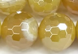 CAA5990 15 inches 12mm faceted round AB-color line agate beads