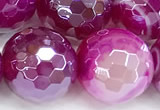 CAA5998 15 inches 12mm faceted round AB-color line agate beads