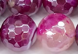 CAA5999 15 inches 14mm faceted round AB-color line agate beads