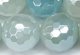 CAA6003 15 inches 12mm faceted round AB-color line agate beads