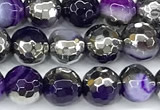 CAA6016 15 inches 6mm faceted round electroplated line agate beads