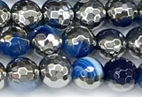 CAA6020 15 inches 6mm faceted round electroplated line agate beads