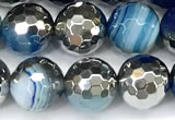 CAA6021 15 inches 8mm faceted round electroplated line agate beads