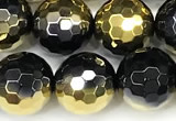 CAA6026 15 inches 10mm faceted round electroplated agate beads