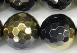 CAA6027 15 inches 12mm faceted round electroplated agate beads