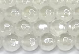 CAA6030 15 inches 6mm faceted round AB-color white agate beads