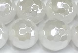 CAA6033 15 inches 12mm faceted round AB-color white agate beads