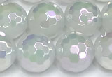 CAA6036 15 inches 10mm faceted round AB-color white agate beads