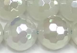 CAA6037 15 inches 12mm faceted round AB-color white agate beads