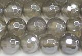 CAA6038 15 inches 6mm faceted round AB-color grey agate beads