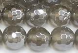 CAA6039 15 inches 8mm faceted round AB-color grey agate beads