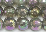 CAA6043 15 inches 8mm faceted round AB-color grey agate beads