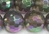 CAA6045 15 inches 12mm faceted round AB-color grey agate beads