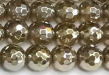 CAA6046 15 inches 6mm faceted round AB-color yellow agate beads