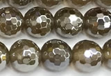 CAA6047 15 inches 8mm faceted round AB-color yellow agate beads