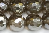 CAA6048 15 inches 10mm faceted round AB-color yellow agate beads