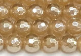 CAA6050 15 inches 6mm faceted round AB-color yellow agate beads