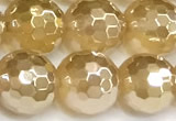 CAA6052 15 inches 10mm faceted round AB-color yellow agate beads