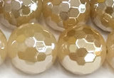 CAA6053 15 inches 12mm faceted round AB-color yellow agate beads