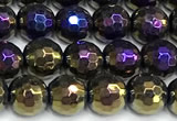 CAA6054 15 inches 6mm faceted round AB-color black agate beads