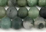 CAA6071 15 inches 6mm round matte moss agate beads