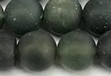 CAA6074 15 inches 12mm round matte moss agate beads