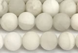 CAA6076 15 inches 6mm round matte white crazy lace agate beads