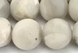 CAA6079 15 inches 12mm round matte white crazy lace agate beads