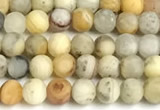 CAA6085 15 inches 4mm round matte yellow crazy lace agate beads