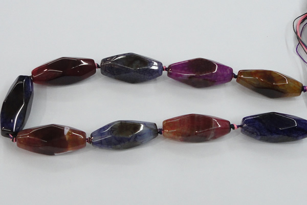 CAA615 15.5 inches 16*40mm faceted rice dragon veins agate beads