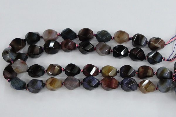 CAA618 15.5 inches 15*20mm faceted & twisted dragon veins agate beads