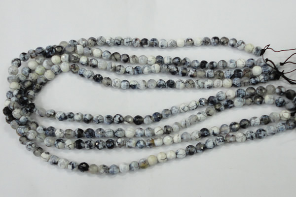 CAA709 15.5 inches 6mm faceted round fire crackle agate beads