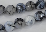 CAA717 15.5 inches 12mm faceted round fire crackle agate beads