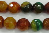 CAA718 15.5 inches 12mm faceted round fire crackle agate beads