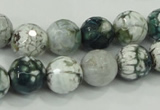 CAA720 15.5 inches 12mm faceted round fire crackle agate beads