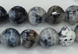 CAA721 15.5 inches 14mm faceted round fire crackle agate beads