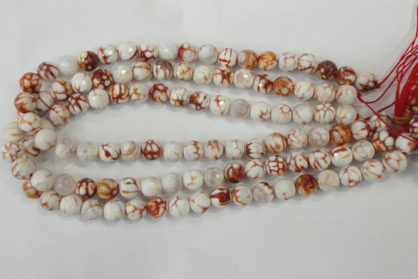 CAA723 15.5 inches 14mm faceted round fire crackle agate beads