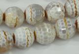 CAA724 15.5 inches 14mm faceted round fire crackle agate beads