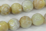 CAA726 15.5 inches 14mm faceted round fire crackle agate beads