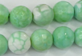 CAA728 15.5 inches 14mm faceted round fire crackle agate beads