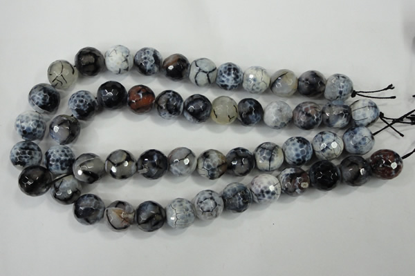 CAA730 15.5 inches 16mm faceted round fire crackle agate beads