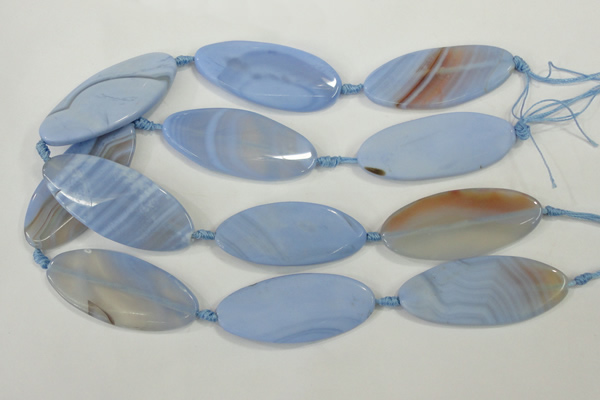 CAA747 15.5 inches 25*55mm twisted oval blue lace agate beads wholesale