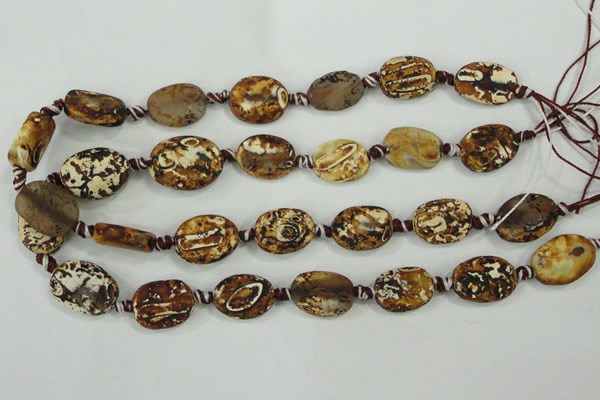 CAA760 15.5 inches 14*18mm twisted oval wooden agate beads